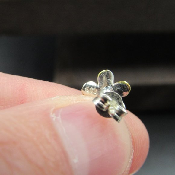 Sterling Silver Two Tone CZ Flower Stud Earrings Vintage - Picture 5 of 7